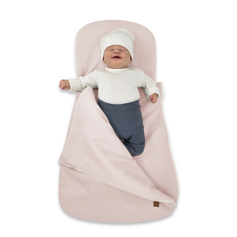 MimiNu Sac de dormit Soft Powder Pink multifunctional pentru patut landou sau cosulet din bumbac interlock