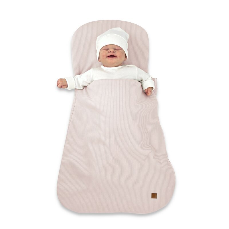 MimiNu Sac de dormit Soft Powder Pink multifunctional pentru patut landou sau cosulet din bumbac interlock