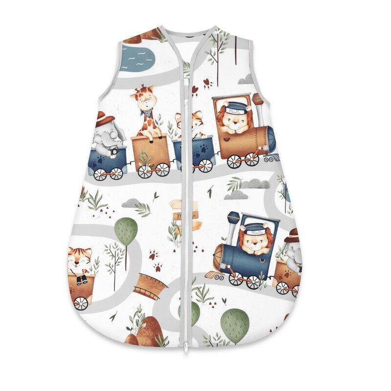 MimiNu Sac de dormit Zoo in train de iarna din bumbac cu fermoar 70 cm 0-6 luni 2.5 tog