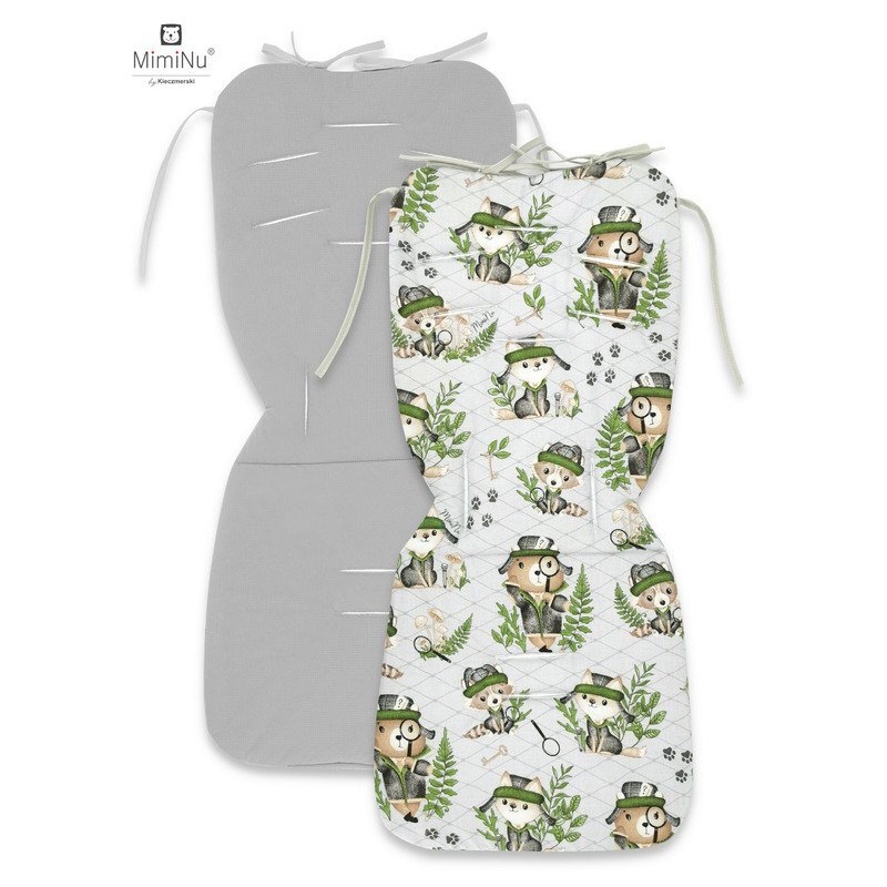 MimiNu Salteluta pentru carucior reversibila 78 x 34 cm Minky Detective Natural