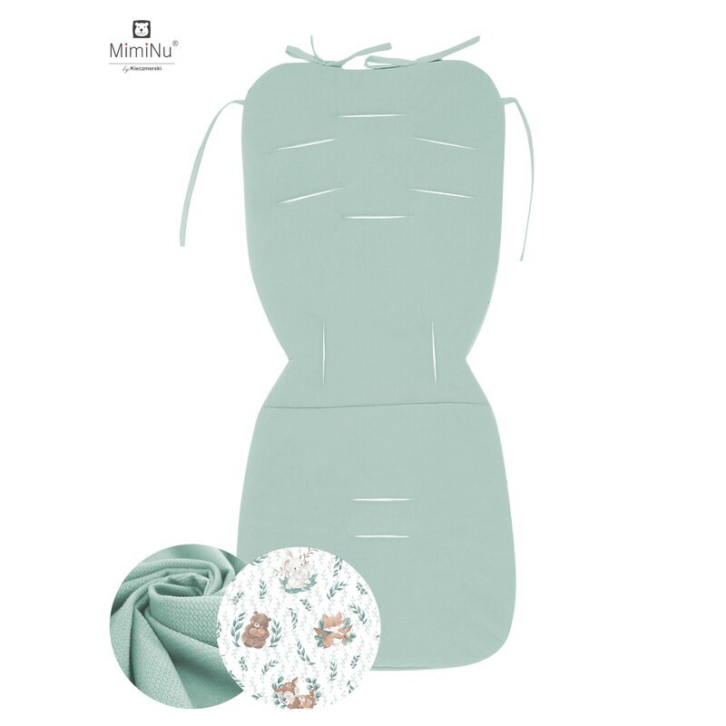 MimiNu Salteluta pentru carucior reversibila cu doua fete 78 x 34 cm Lulu NaturalCold Mint