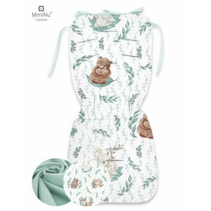 MimiNu Salteluta pentru carucior reversibila cu doua fete 78 x 34 cm Lulu NaturalCold Mint