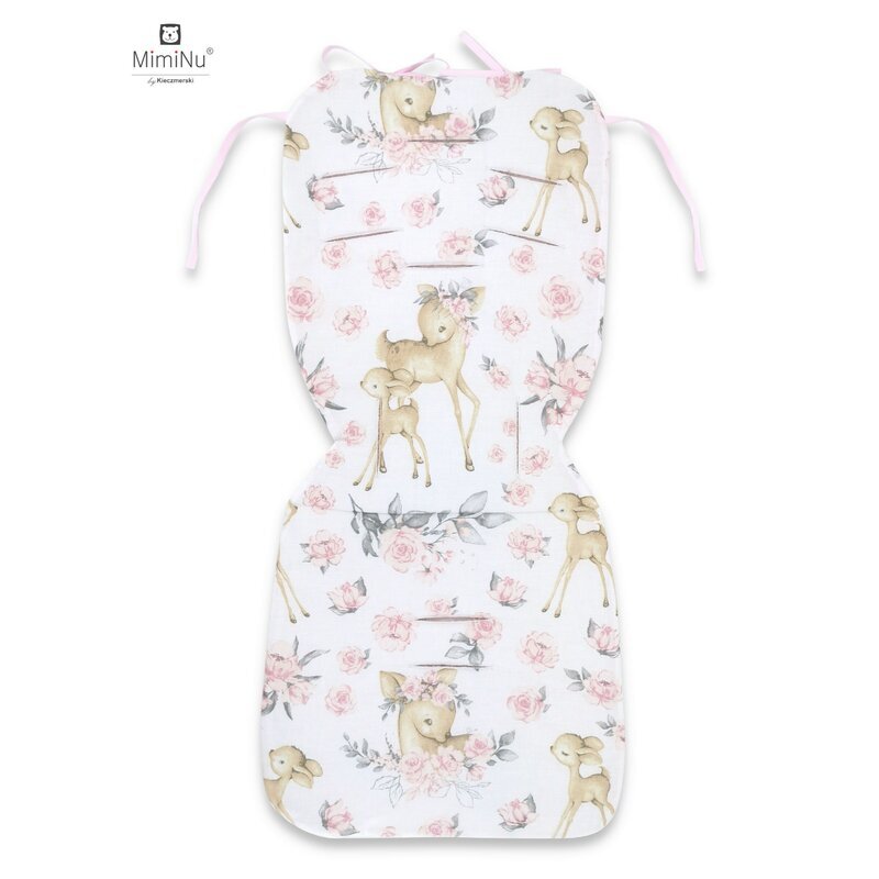MimiNu Salteluta pentru carucior reversibila cu doua fete 78 x 34 cm Sweet Deer PinkPink