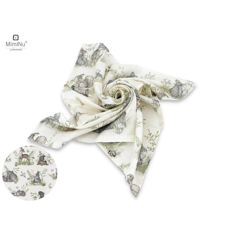 MimiNu Scutec tetra din bumbac refolosibil 70x80 cm Design Calm Forest Natural