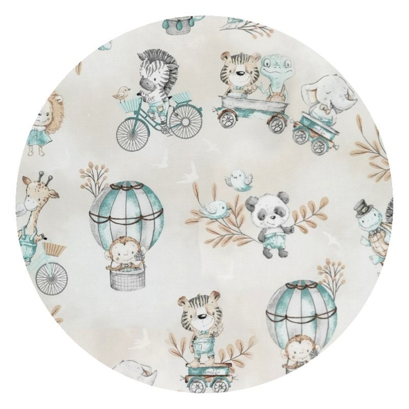 MimiNu Set 3 cosuri rotunde cu volanase Design Zoo on Bikes Nugat