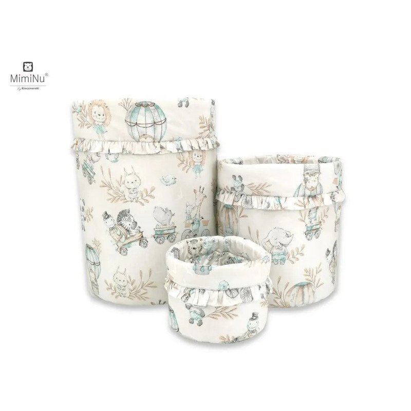 MimiNu Set 3 cosuri rotunde cu volanase Design Zoo on Bikes Nugat