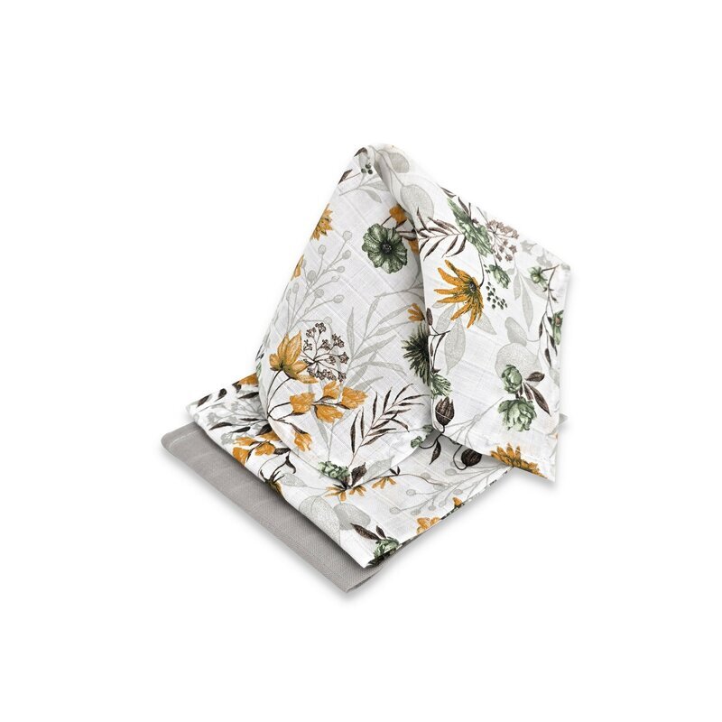 MimiNu Set 3 museline Botanica Grey multifunctionale din bumbac 30x30 cm