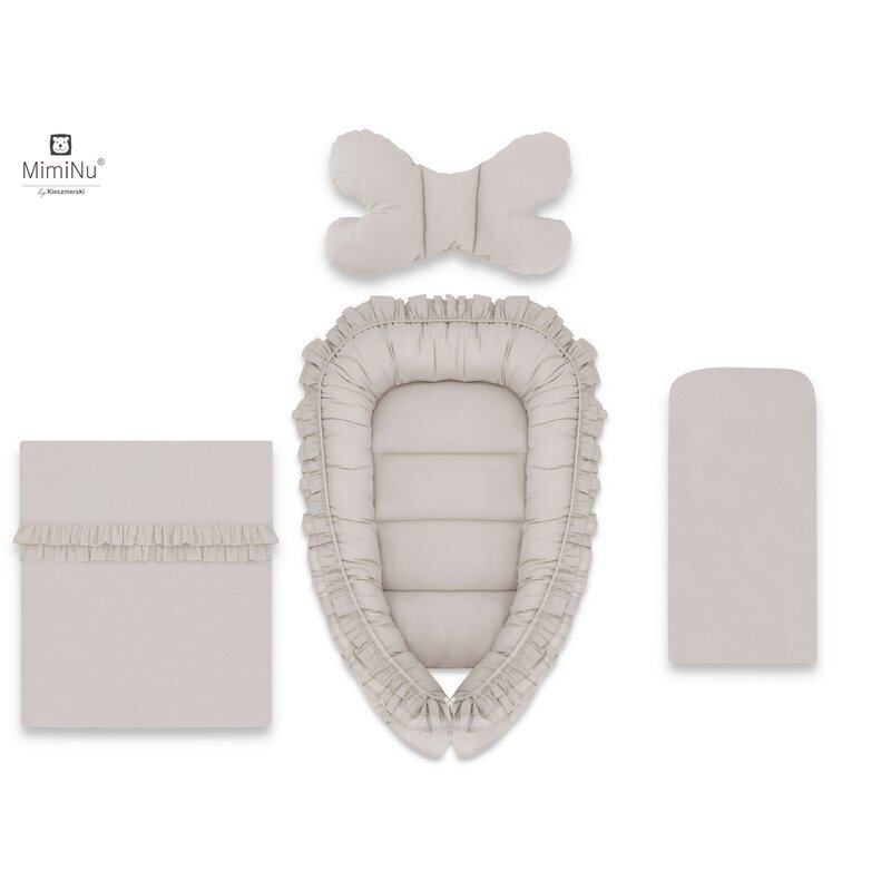 MimiNu Set 4 in 1 Cosulet bebelus Baby Cocoon 75x55 cm Colectia Royal Beige