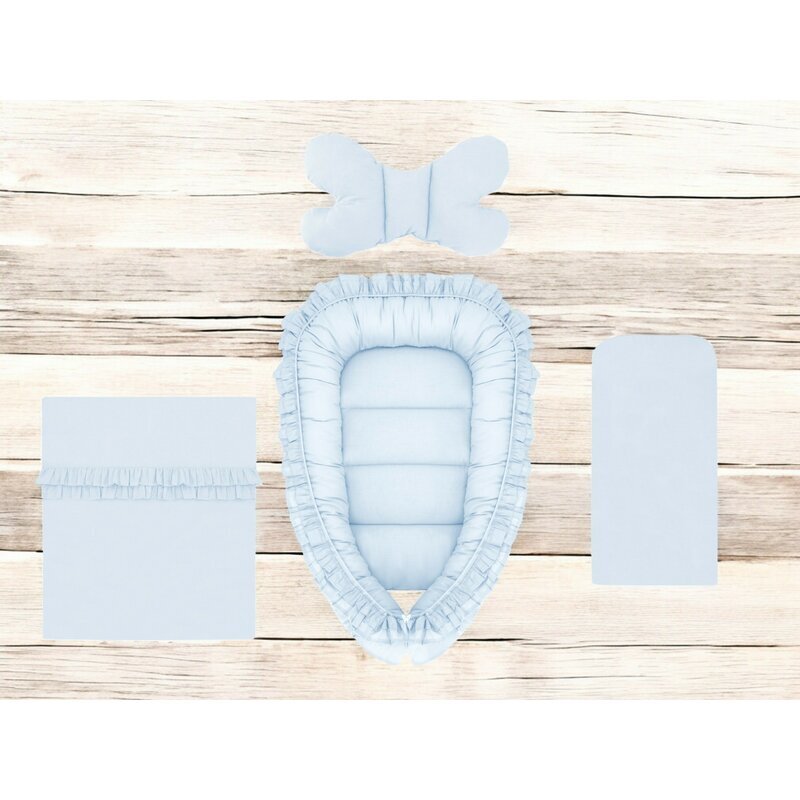 MimiNu Set 4 in 1 cosulet bebelus Baby Cocoon 75x55 cm Colectia Royal Blue