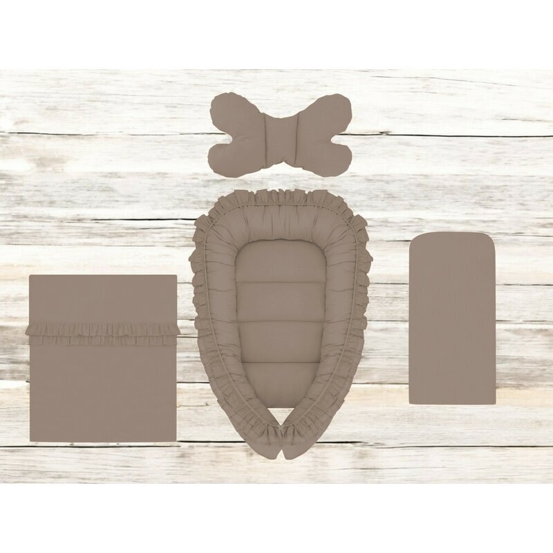 MimiNu Set 4 in 1 cosulet bebelus Baby Cocoon 75x55 cm Colectia Royal Mocha
