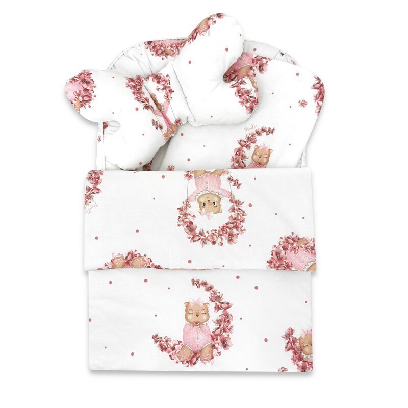 MimiNu Set 4 in 1 Cosulet bebelus Baby Cocoon 75x55 cm husa bumbac din bumbac cu paturica 50x70 cm si salteluta