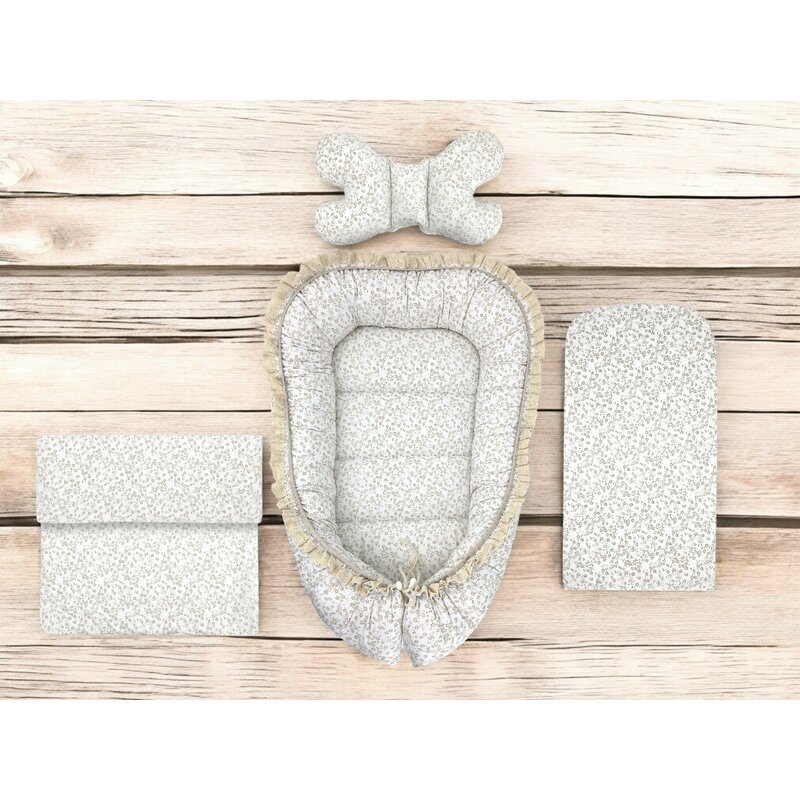 MimiNu Set 4 in 1 cosulet pentru bebelusi Premium Baby Cocoon 75x55 cm Meadow