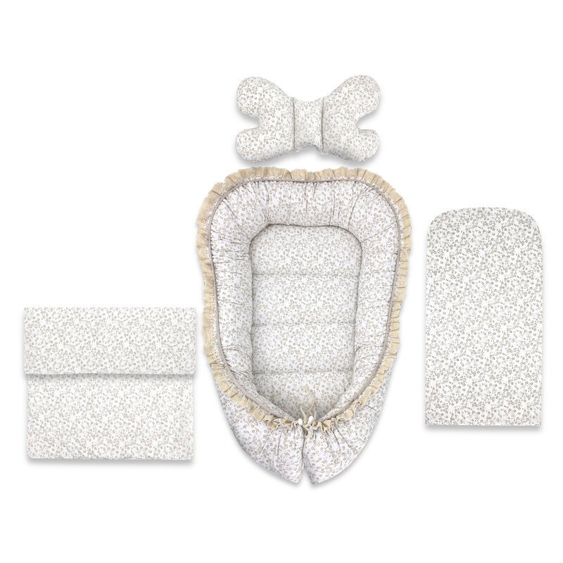 MimiNu Set 4 in 1 cosulet pentru bebelusi Premium Baby Cocoon 75x55 cm Meadow