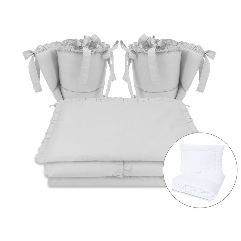 MimiNu Set lenjerie patut cu 6 piese 120x60 cm Royal Grey
