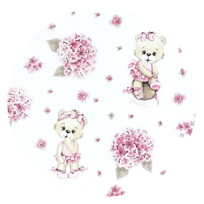 MimiNu Set lenjerie pentru carucior cu pernuta si paturica din bumbac Pink Ballerina