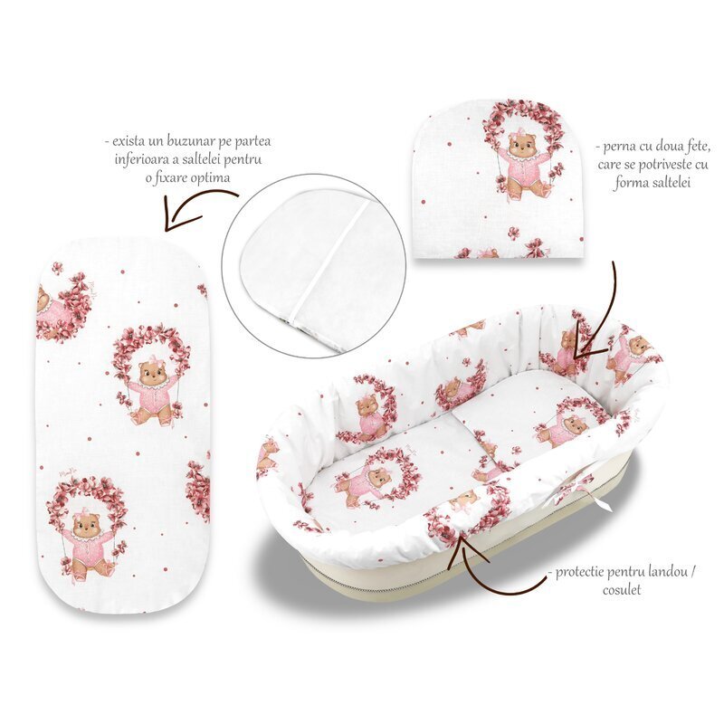 MimiNu Set pentru landou sau cosulet din bumbac Betty