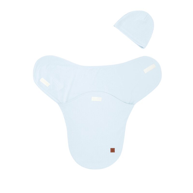 MimiNu Sistem de infasare si caciulita Soft Blue 0-3 luni Leo din bumbac