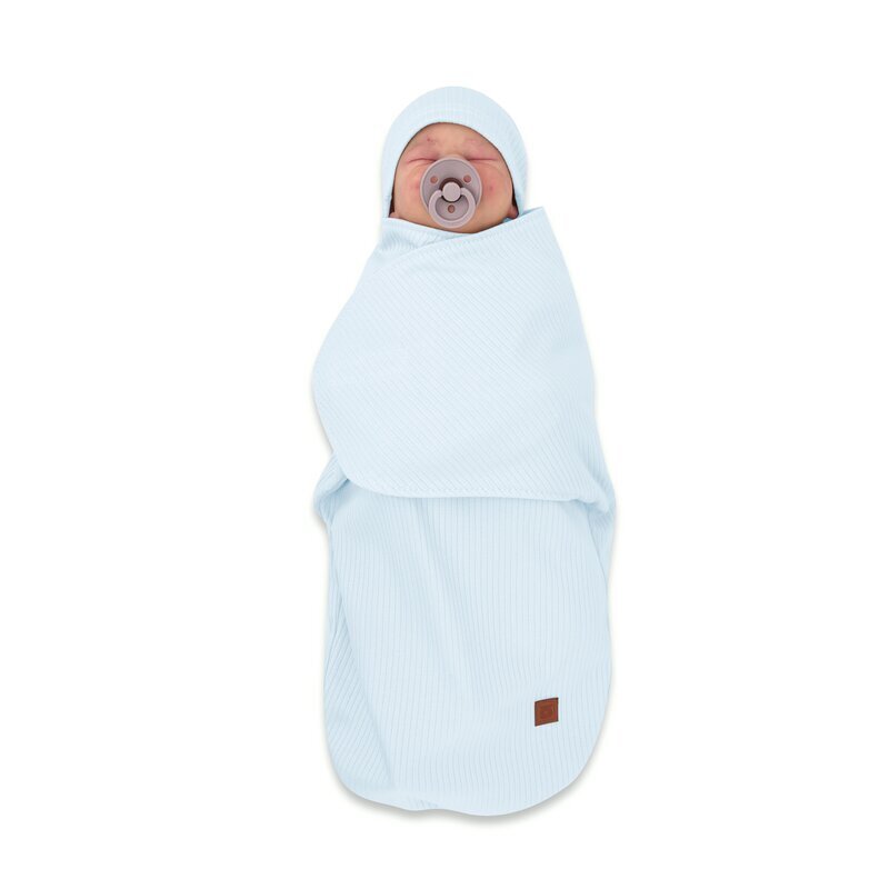 MimiNu Sistem de infasare si caciulita Soft Blue 0-3 luni Leo din bumbac