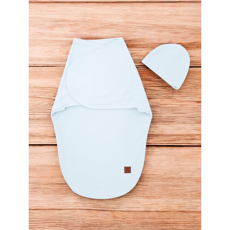 MimiNu Sistem de infasare si caciulita Soft Blue 0-3 luni Leo din bumbac