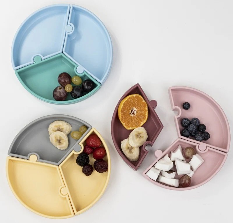 Minikoioi Farfurie puzzle 100 premium silicone woody brownpowder grey