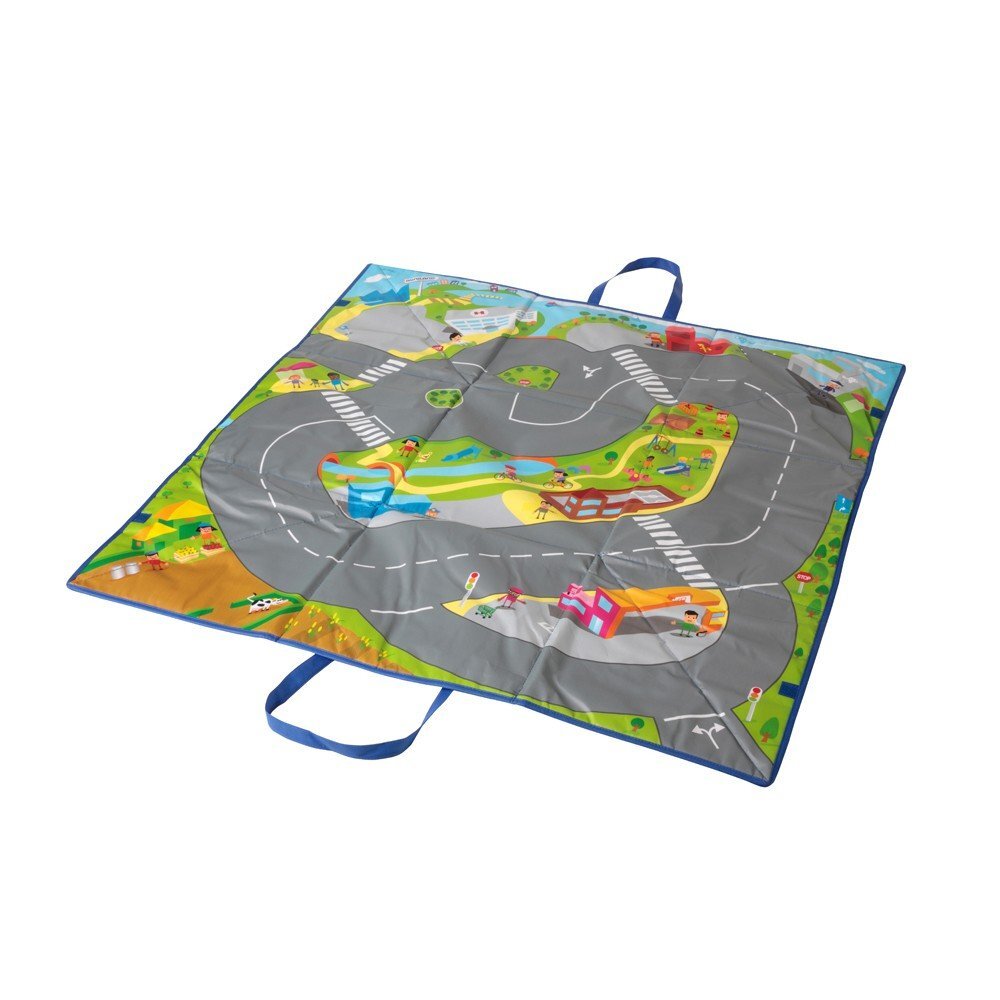 MINILAND Covoras de joaca si cutie pentru jucarii Trafic