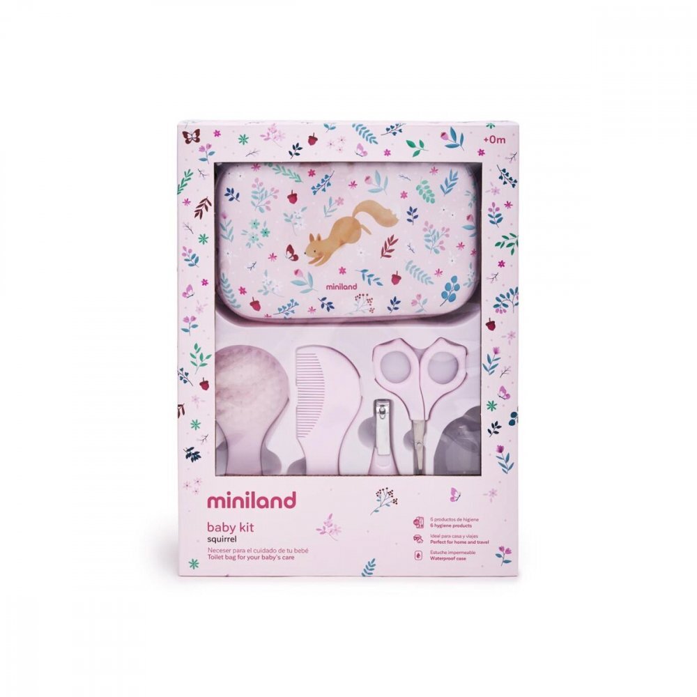 MINILAND Kit de igiena pentru copii Squirrel roz