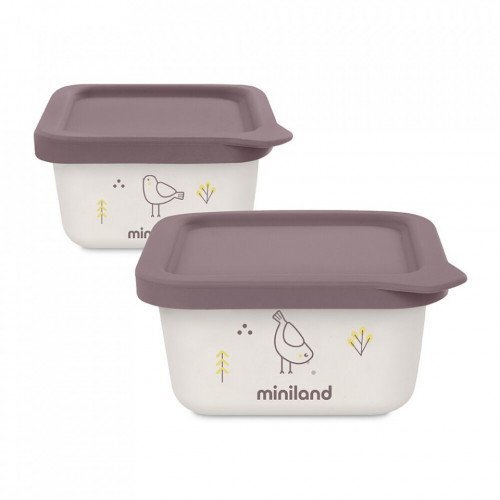 MINILAND Set 2 recipiente ermetice pentru mancare solida Chick