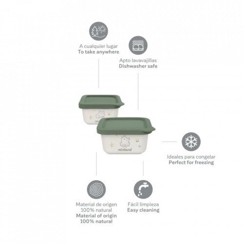 MINILAND Set 2 recipiente ermetice pentru mancare solida Frog