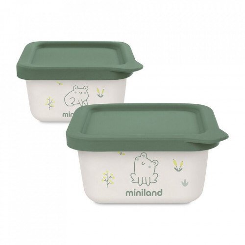 MINILAND Set 2 recipiente ermetice pentru mancare solida Frog