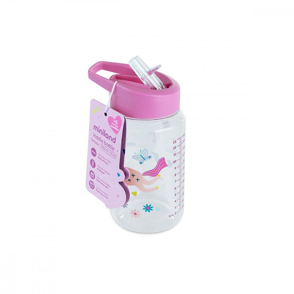 MINILAND Sticla de tranzitie cu pai Kiddie Fantasy 450 ml