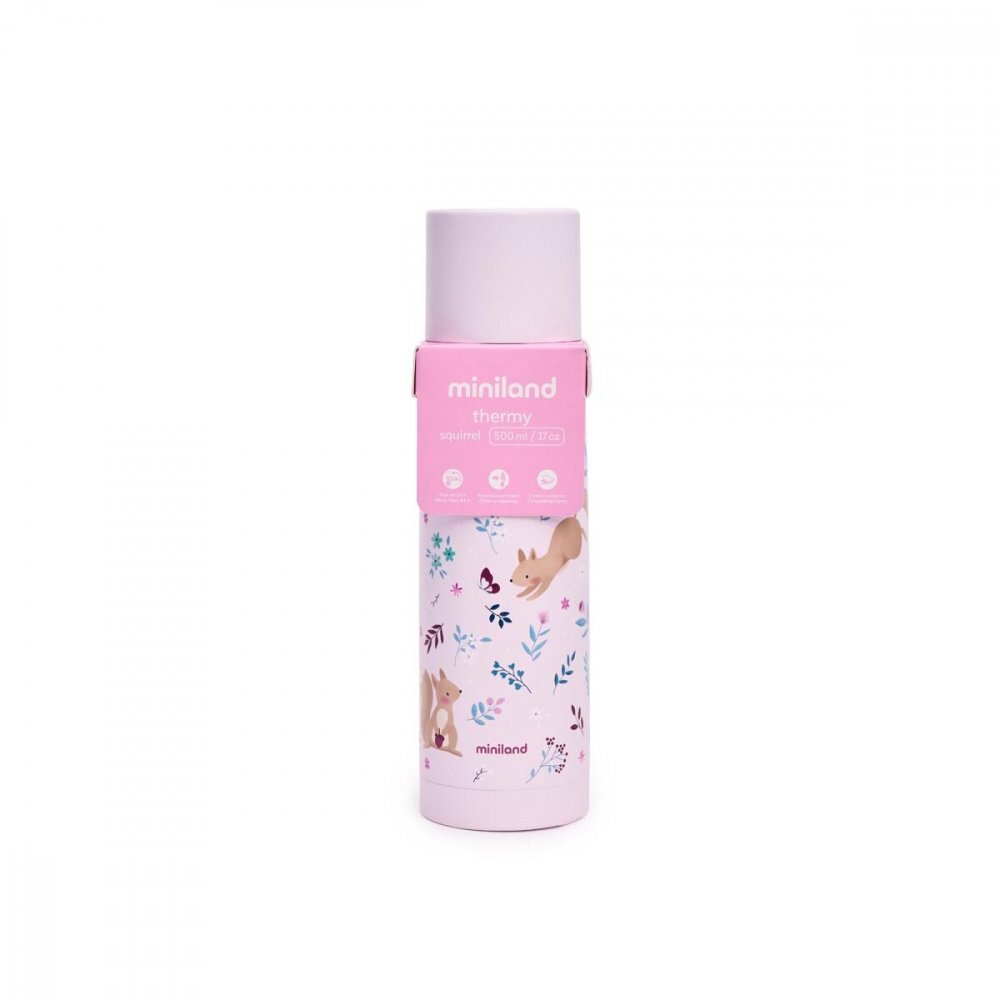 MINILAND Termos roz cu veverite Thermy 500 ml