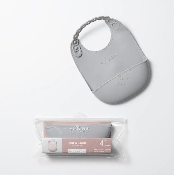 Miniware Baveta bebelusi Roll Lock Grey