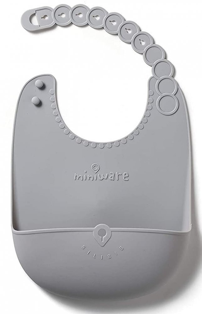 Miniware Baveta bebelusi Roll Lock Grey