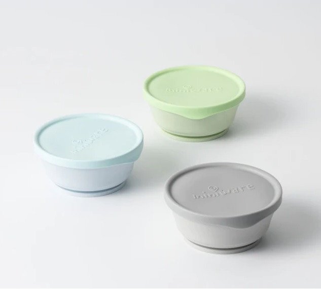 Miniware Set 3 boluri cu capac hrana bebelusi AquaGreyKeylime