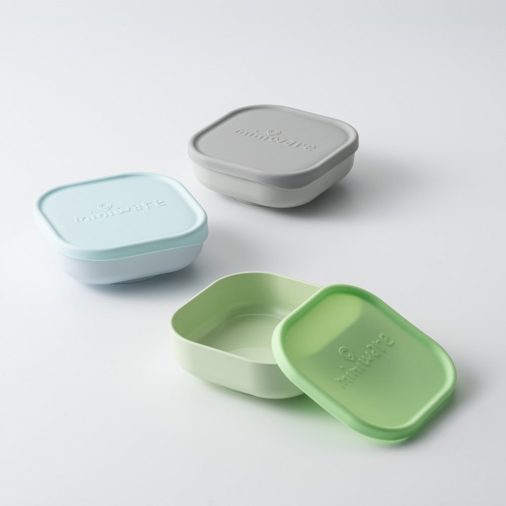 Miniware Set 3 boluri pentru hrana bebelusi Snack Bowl AquaGreyKeylime