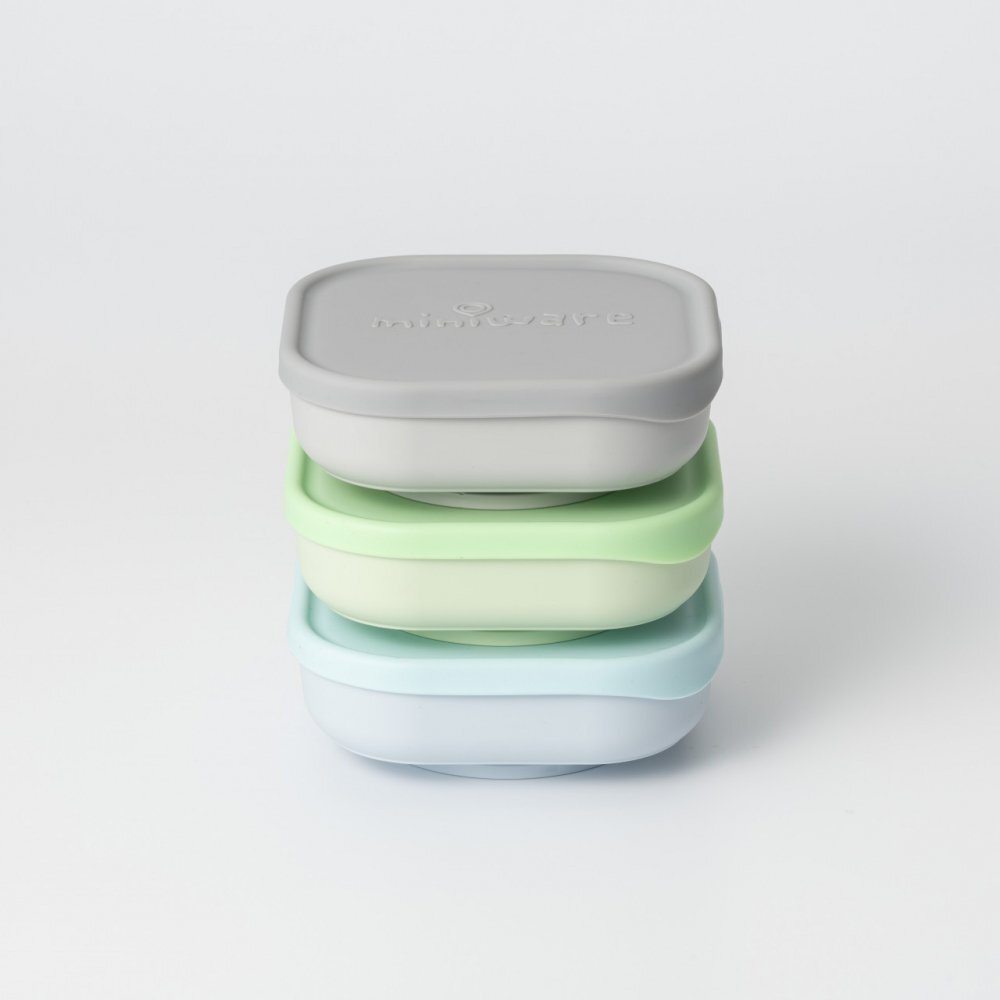Miniware Set 3 boluri pentru hrana bebelusi Snack Bowl AquaGreyKeylime