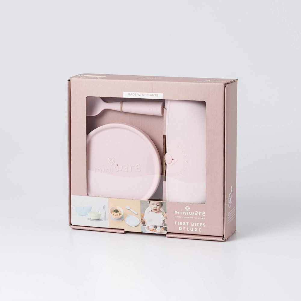 Miniware Set diversificare hrana bebelusi First Bites Deluxe 4 piese Cotton candy