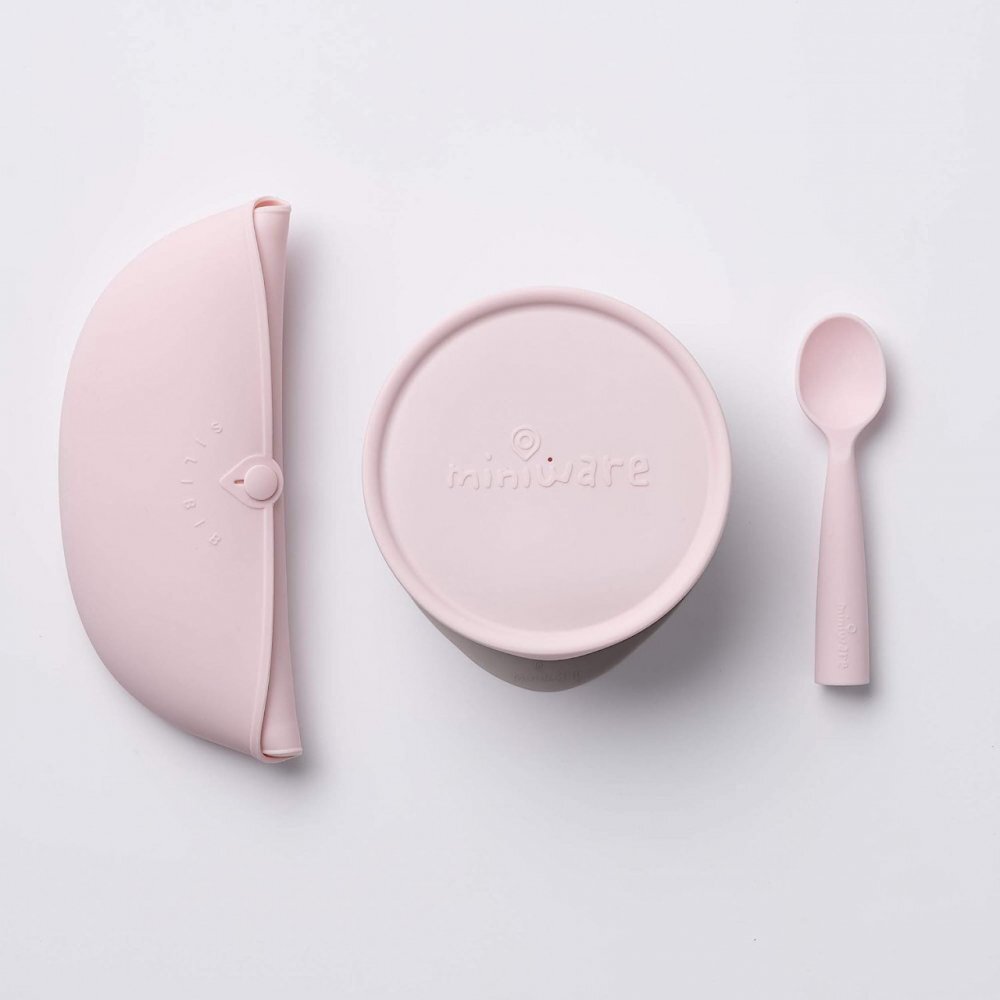 Miniware Set diversificare hrana bebelusi First Bites Deluxe 4 piese Cotton candy