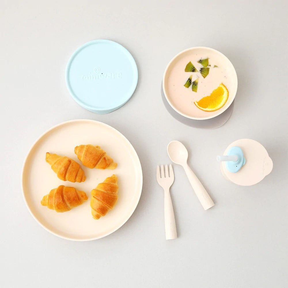 Miniware Set diversificare hrana bebelusi Little Foodie 6 piese Vanilla Aqua