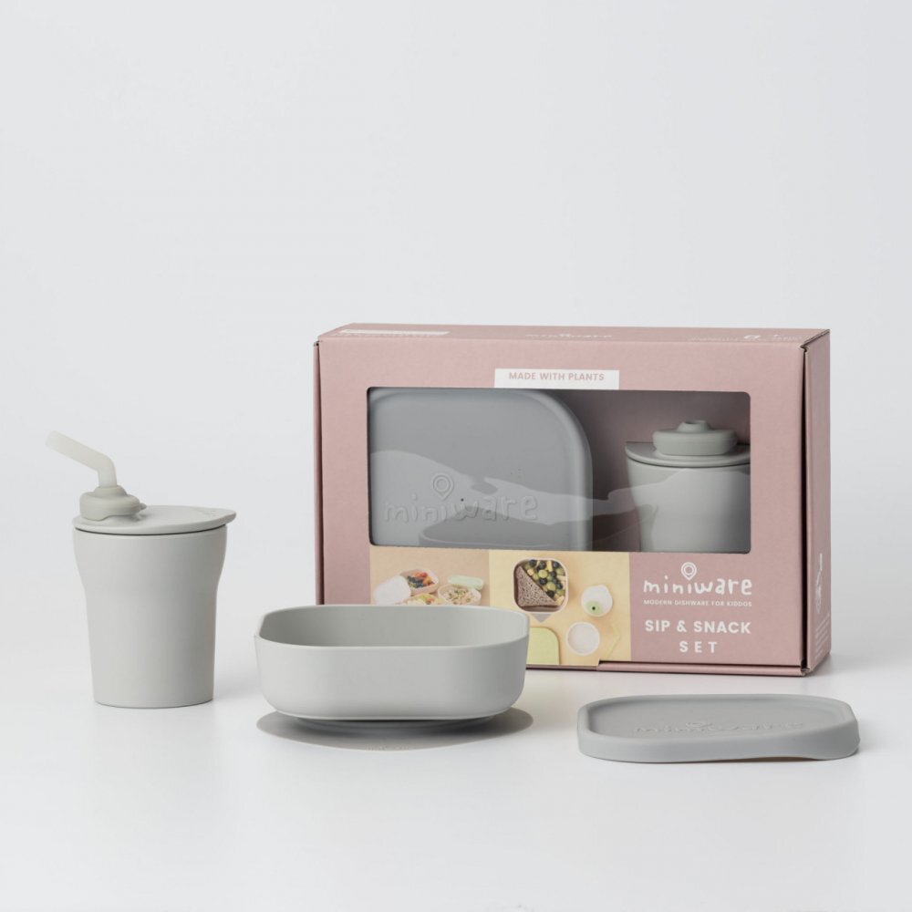 Miniware Set diversificare hrana bebelusi SipSnack 3 piese Grey