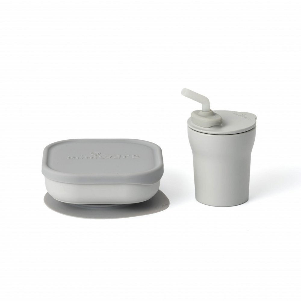 Miniware Set diversificare hrana bebelusi SipSnack 3 piese Grey