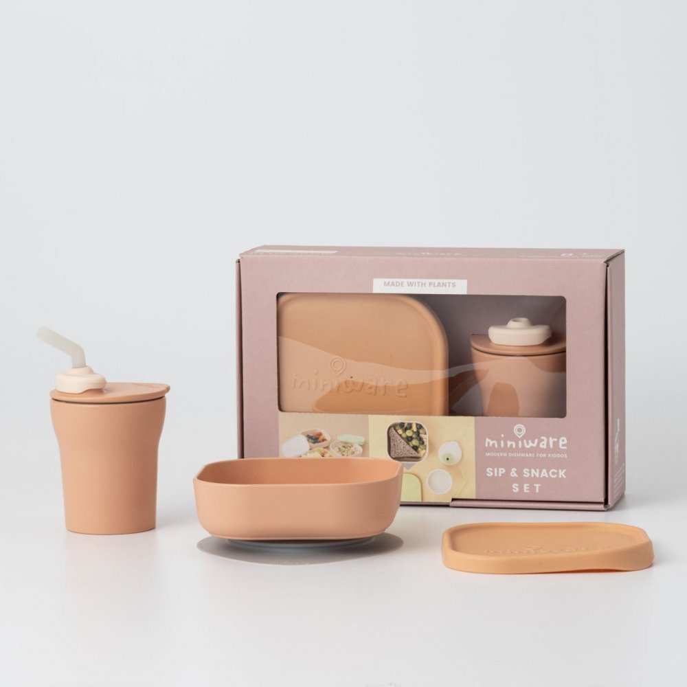 Miniware Set diversificare hrana bebelusi SipSnack 3 piese Toffee