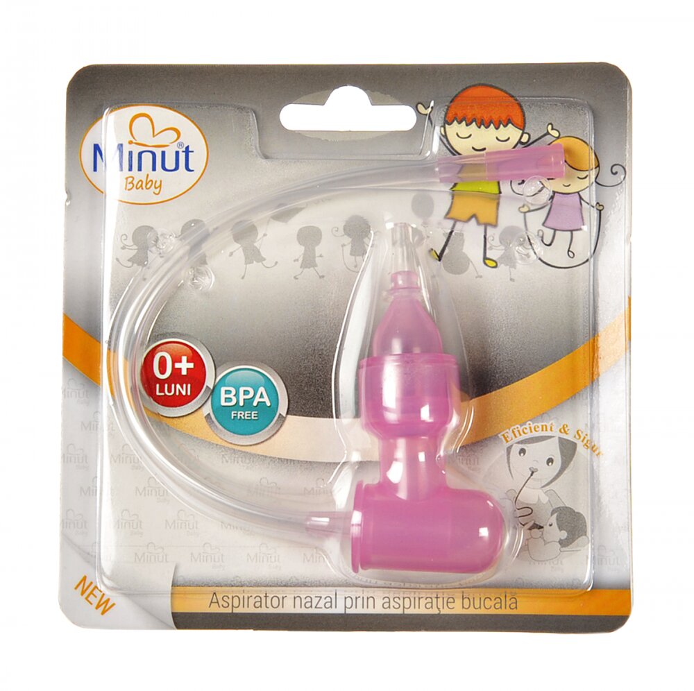 Minut Baby Aspirator nazal prin aspiratie bucala roz