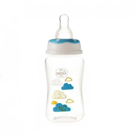 Minut Baby Biberon 125 ml si tetina silicon 0+ bleu