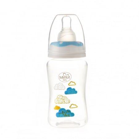 Minut Baby Biberon 125 ml si tetina silicon 0+ bleu