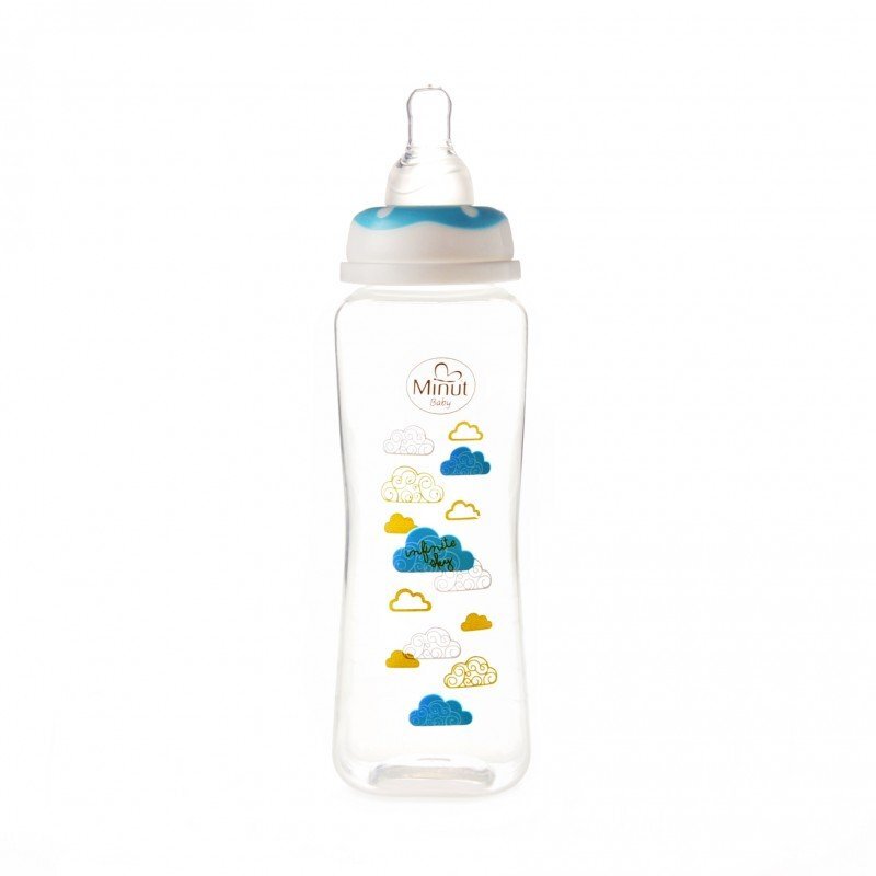 Minut Baby Biberon 250 ml si tetina silicon 3+ bleu