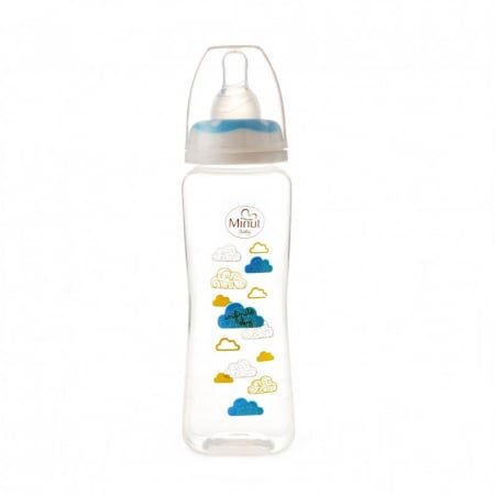 Minut Baby Biberon 250 ml si tetina silicon 3+ bleu