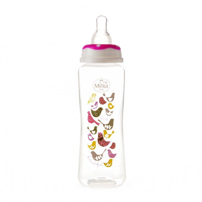 Minut Baby Biberon 250 ml si tetina silicon 3+ roz
