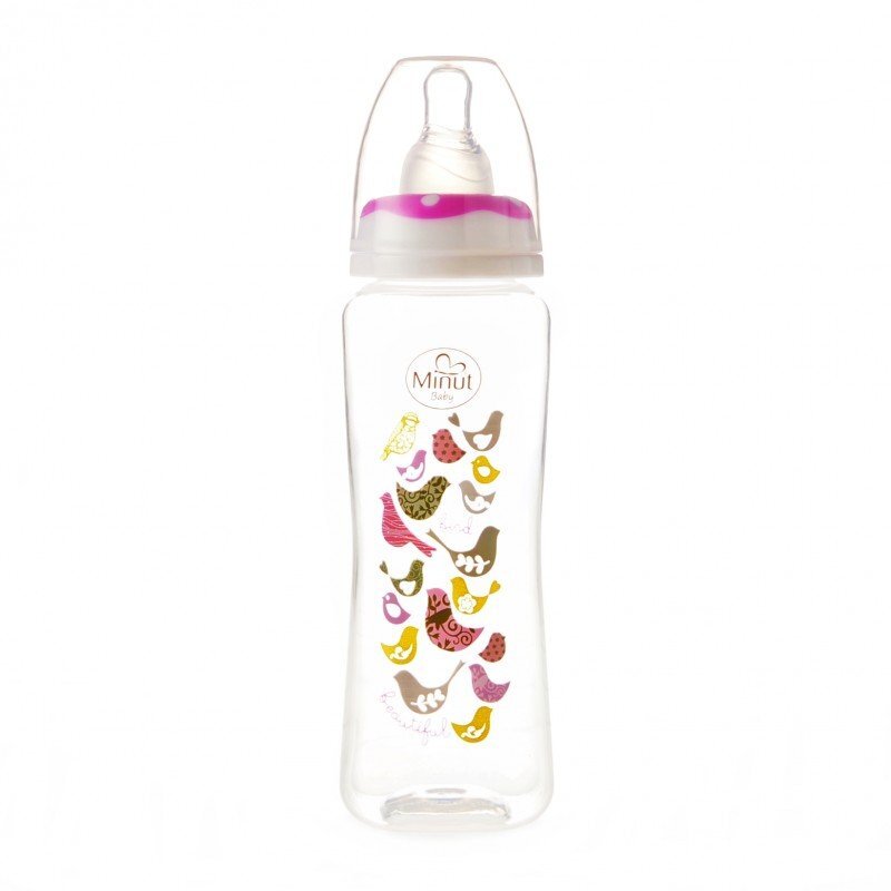 Minut Baby Biberon 250 ml si tetina silicon 3+ roz