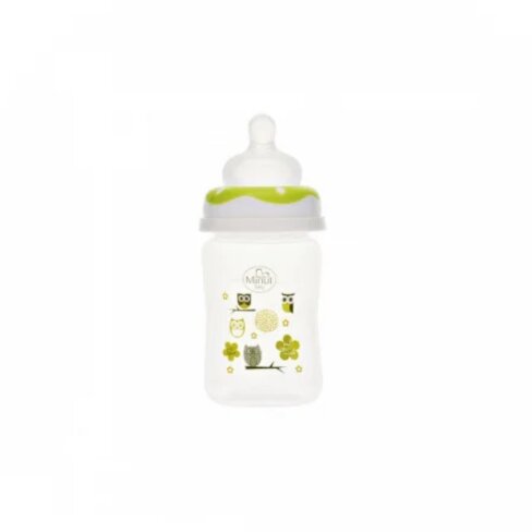 Minut Baby Biberon gat larg cu tetina silicon 150 ml verde